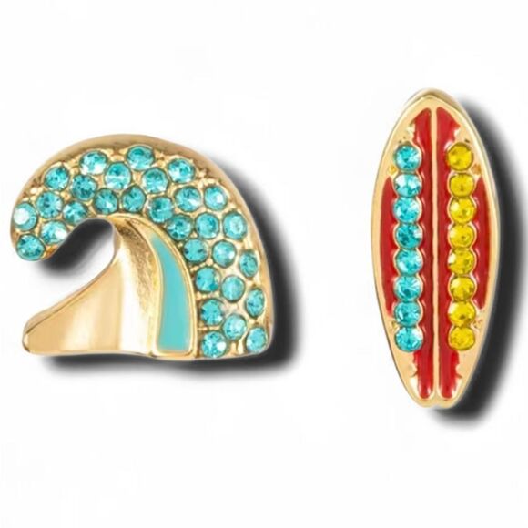 NWOT / BAUBLEBAR / Surfboard & Wave Stacking Stud Earrings Set - Picture 4 of 6